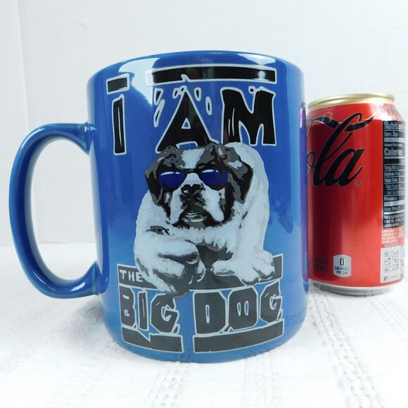 BIG DOGS Blue Ceramic Mug LARGE 24 oz! I AM THE BIG DOG Coffee Cup, Gift MINT! - Picture 3 of 9